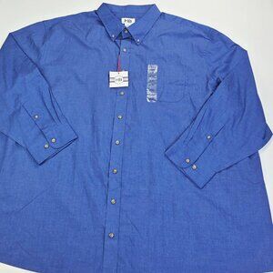 HB Easy Care Wrinkle Resistant 4XL Mens Blue Button Down Long Sleeve Shirt NWT